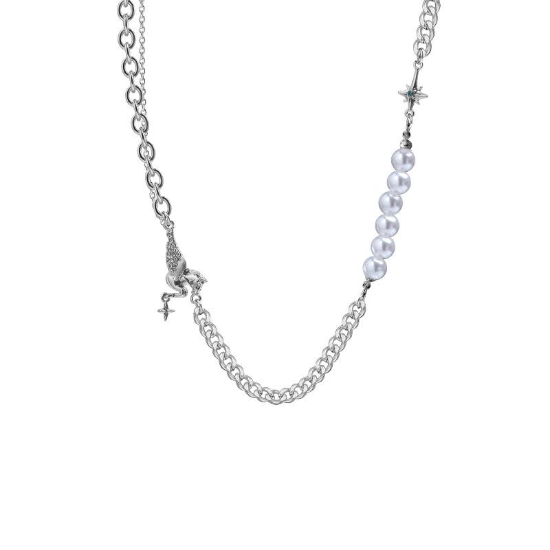 

Glowing Pearl Angel Necklace Summer Women s Year New Clavicle Chain Niche Design Titanium Steel Necklace Women s Tide