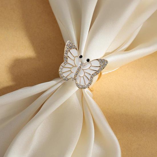 Flower Scarf Ring Rhinestone Scarf Clip Ring Elegant Butterfly Scarf Holder Slide Ring for Women Neckerchiefs Silk Scarves Shirts Shawls