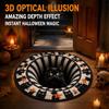 3D Visual Round Plushie Rug Ghost Cat Pattern Holiday Doormat Spooky Halloween Rug  Living Room
