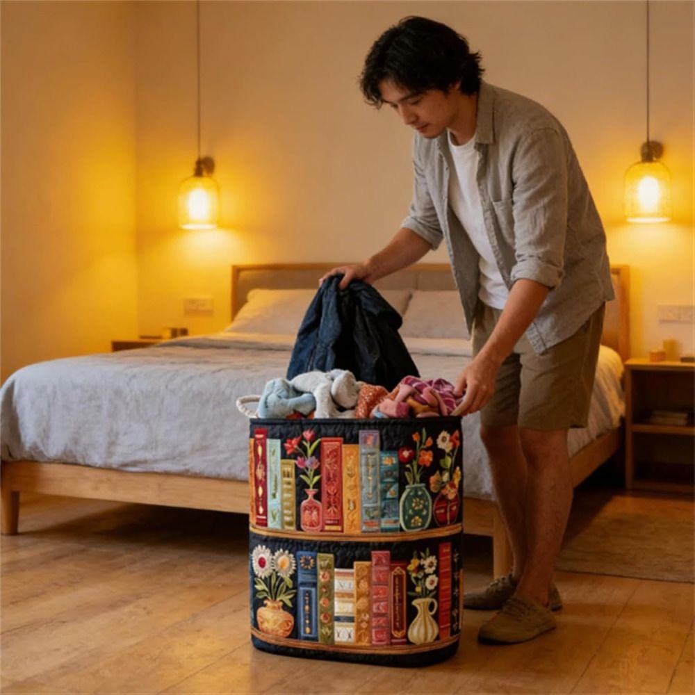 With Handle Fabric Floral Storage Bag Large Capcity Clothes Toy Organizer Quilted Laundry Basket