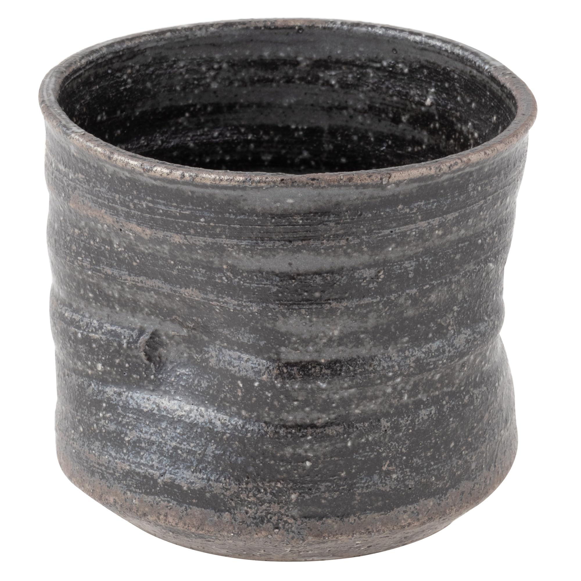 Marui Pottery Shigaraki Ware Hechimon Rock Cup, Approx. 360ml Capacity, Black Steel, MR-3-4347