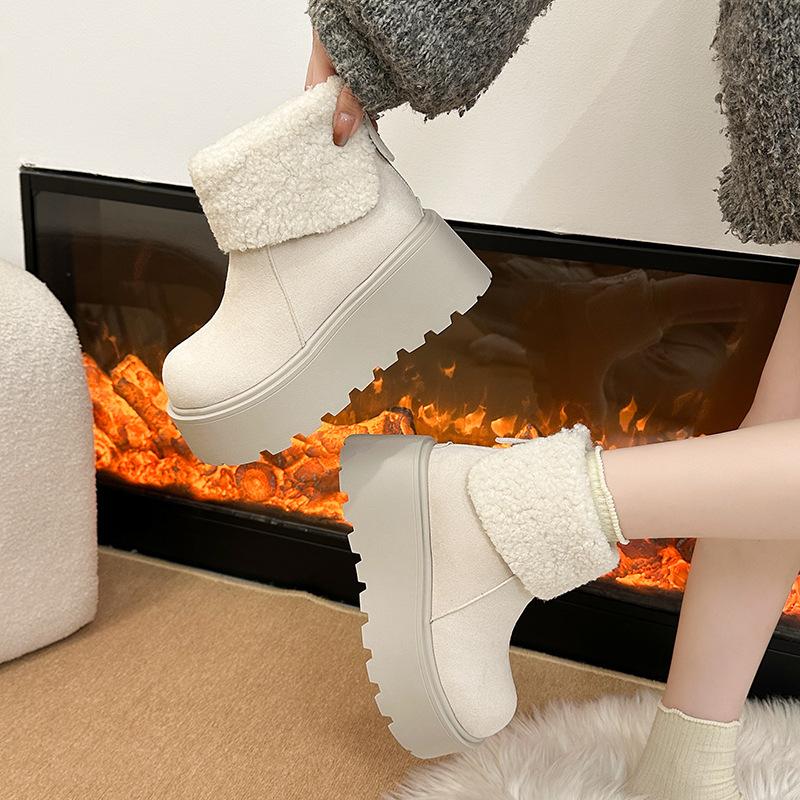 Women's thick bottom a footstool fashion winter lightweight warm anti cold snow boots non-slip casual sneakers cotton boots