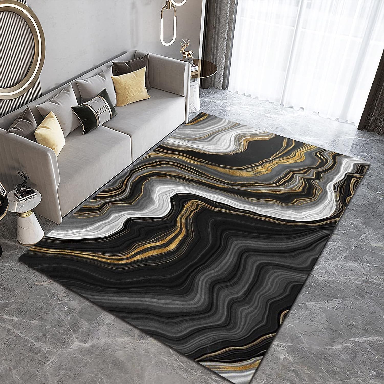 

Modern Crystal Pile Abstract Ink Painting Living Room Carpet Tea Table Cushion Sofa Blanket Home Bedroom Bedside Blanket 400MM X 600MM