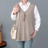 Women's Plus-Size Thin Loose Solid Color Hollow-Out Sleeveless Knitted Vest V-Neck Cardigan Top for Outer Wear