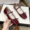 Ballet Style Shallow Mouth Single Shoes New Fashion Bow Glossy Small Leather Shoes Buckle Simple Flat Shoes