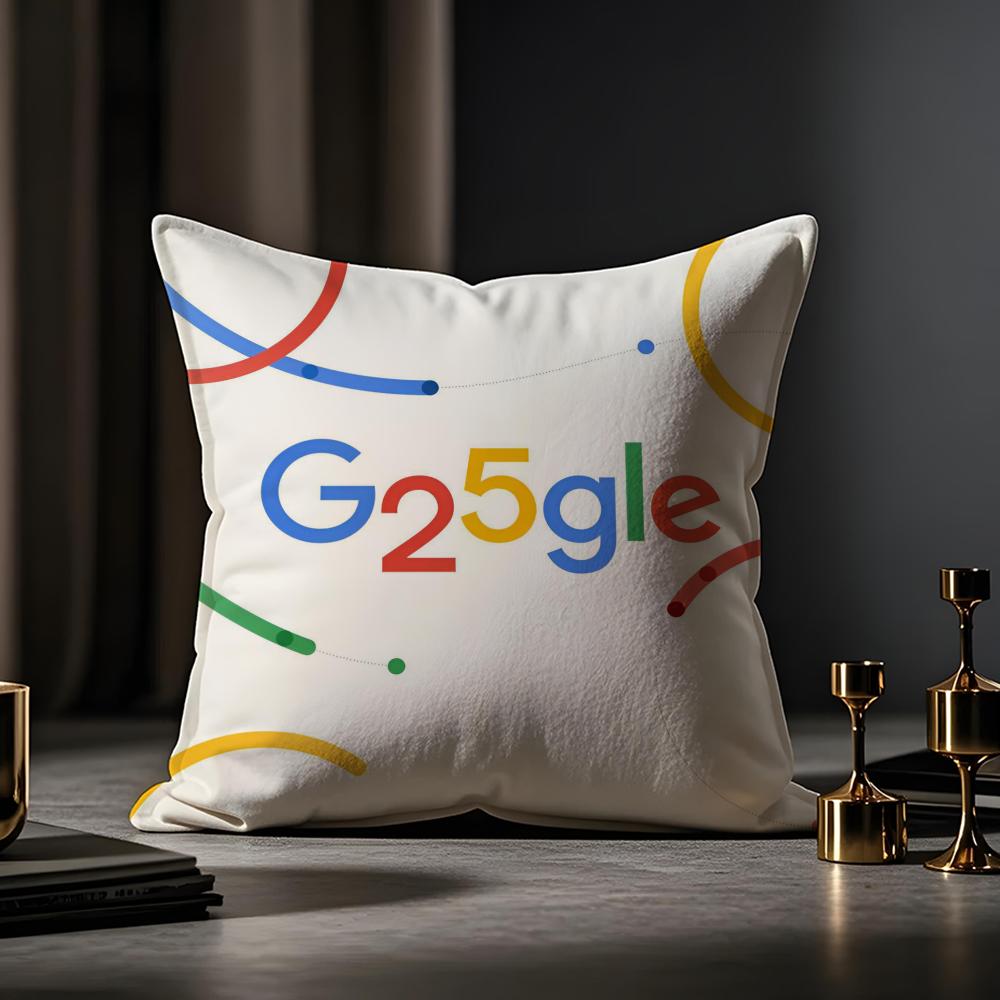 Google Cushion Cover Anti-dustmite Pillowcase Invisible Zipper Silky Short Plush Sofa Cushion Cover