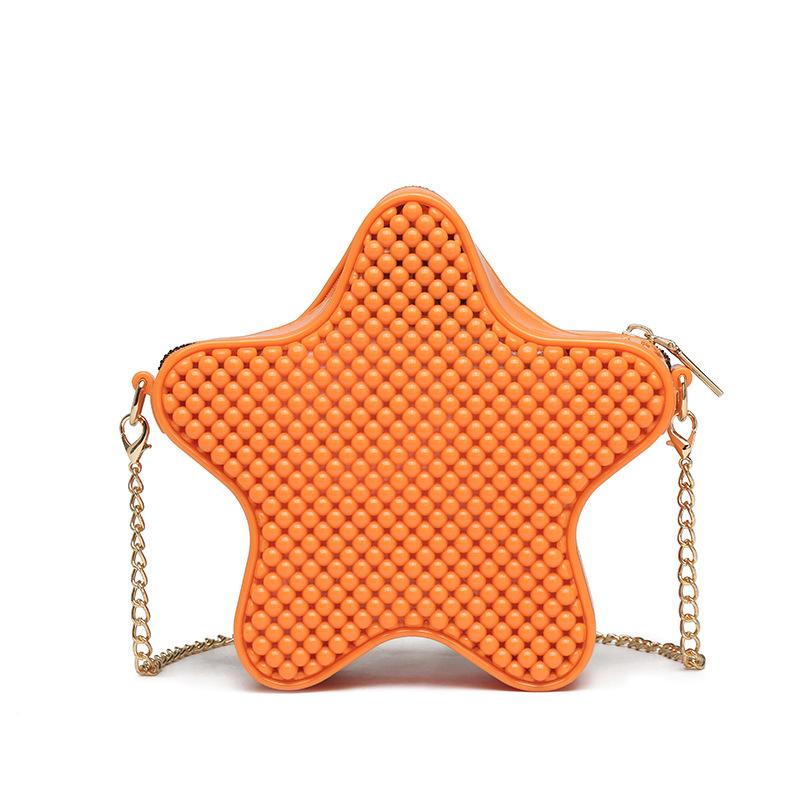 Fashion Jelly Bags Female Shoulder Bags New Versatile PVC Flash Five Pointed Star Chain Bags Leisure Square Bag Crossbody Bags