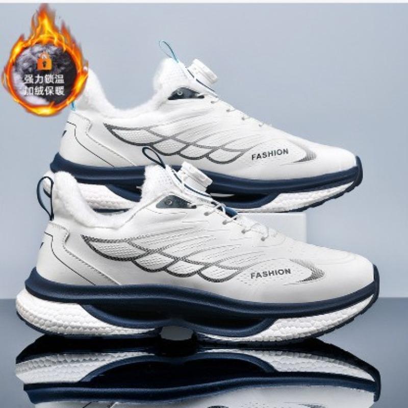 Youth Rotating Button Sports Casual Shoes Ultra-light Soft-soled Running Shoes Autumn and Winter Student Plush Plush