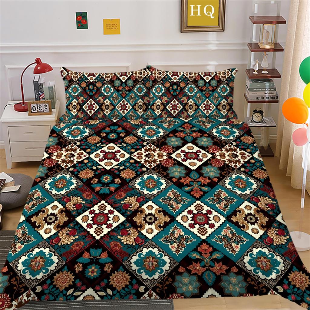 Zestaw pościeli 3D Paisley w stylu indyjskim Poszwa na kołdrę 2/3 sztuk UK/US/AU/EU/DE Pełny rozmiar Zmywalny miękki Szybkoschnący Dekoracja wnętrz