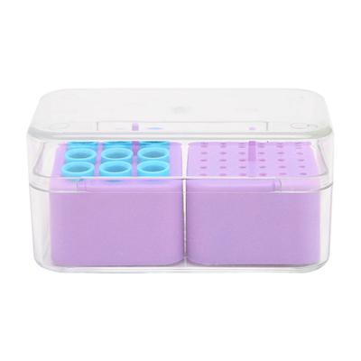 Dental Burs Holder Dustproof Plastic Multi Holes Large Capacity Cleaning Autoclaved Dental Burs Case Purple