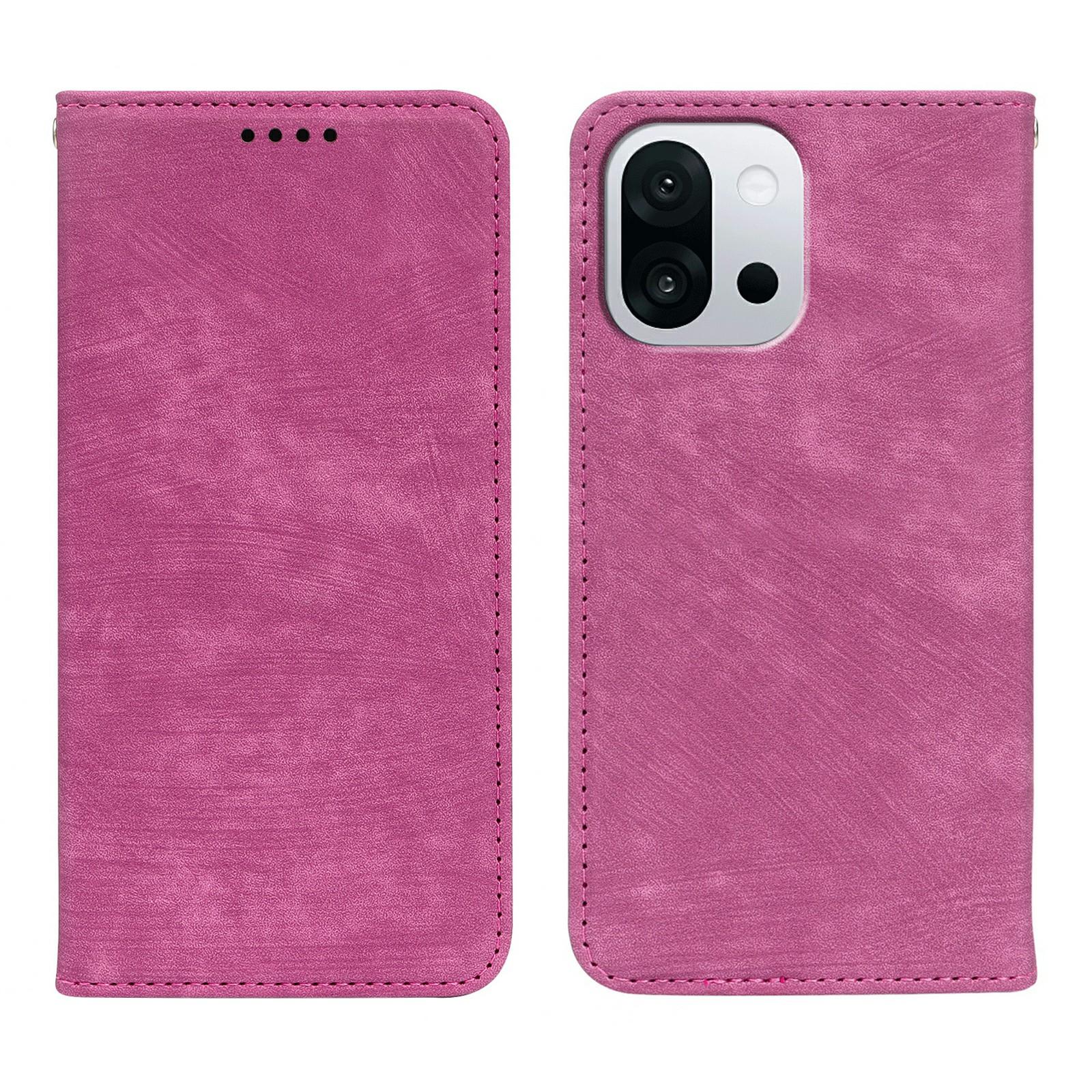 

For OnePlus 13T 5G Case Strong Magnetic Leather Wallet Phone Cover with Striped Texture Rose