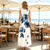 Women's Beach & Urban Casual Sleeveless Maxi Dress,Floral Print,Lightweight,Loose Flowy Hem,Floor-Length,Stylish Versatile for Vacation & Daily Wear