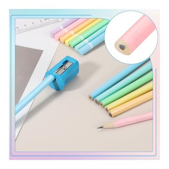 PATIKIL 24 Pack Triangular Wooden Pencils, HB Graphite Pencils for Office, Engineering, Marking, Writing, Art, Painting Supplies, Purple, Smooth