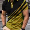 Fashion Men'S Polo Shirt 3D Geometric Stripe Pattern Summer Short Sleeve TShirts Casual Daily Lapel Tops Tees Striped T Shirt Man Clothing