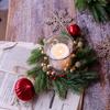 Mini Artificial Pine Needle Wreath Christmas Gold Accent Wreath Candle Ring Wreath Gold For Holiday Party Displays Shelves