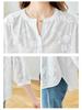 Women's V-Neck Lace Embroidery Cotton Shirt - 2026 French Chic Summer Collection