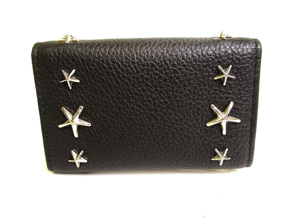 Authentic Jimmy Choo Silver Metal Stars Black Leather 6 Pics Key Case Neptune #9938  Refurbished