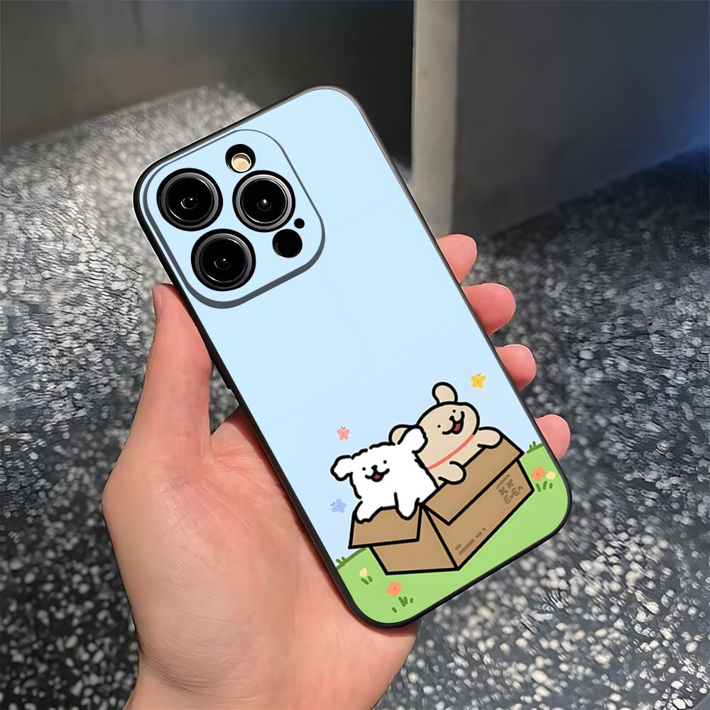 Korea Line Puppy Maltese Phone Case For 15 Pro Max Iphone 14 Pro Max 12 15 Plus 13 Pro 11 Xr X Xs 8 7 Plus Silicone Back Cover