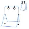 Kids Gymnastics Bar with 5 Height Levels and Rings, Foldable Home Gymnastics Training Set, Blue
