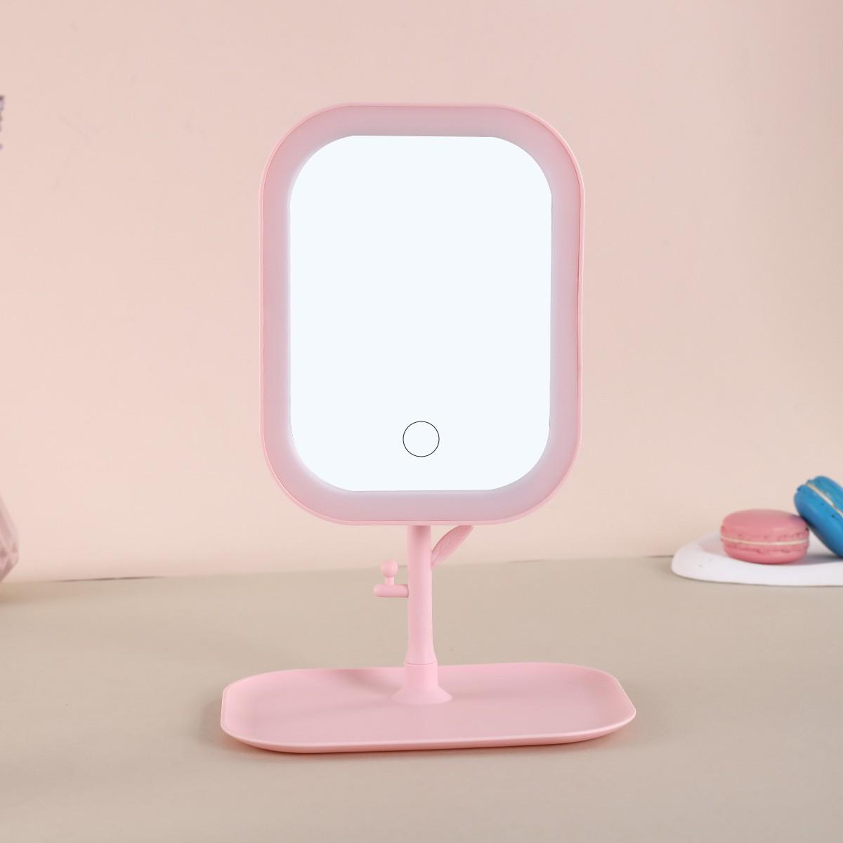 Rotating LED Vanity Mirror with HD Lighting for Dressing Table розовый
