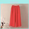 Casual Cotton Linen Wide Leg Pants For Women With Elastic Waist And Pockets For Summer Comfort