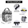 Black And White Toile De Jouy Insulated Lunch Bag for Women Children Portable Food Boxes Thermal Lunch Box Tote