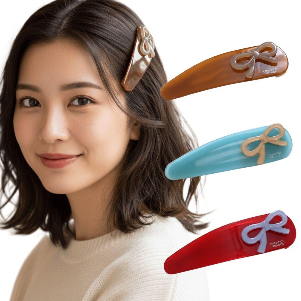 Sweet Bow Hair Clips Colorful Acetate Barrettes Fashion Bangs Clip  for Womans Girls
