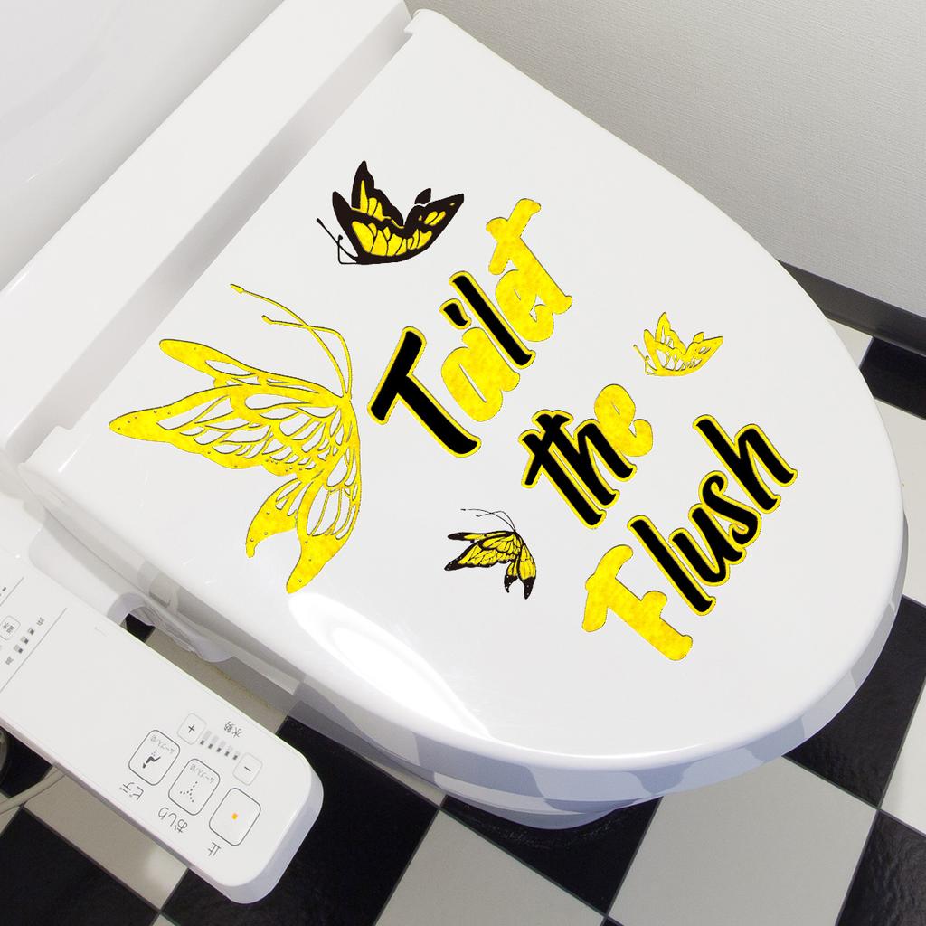 A Variety Of Toilet English Logos Butterfly Love Bronzing Wall Sticker Decoration Living Room Bedroom Background Self-Adhesive Sticker