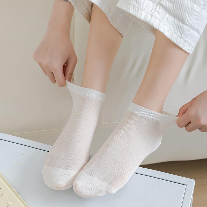 5 Par Skarpetek z Jedwabiu Morwowego Damskie Letnie Cienkie Skarpetki Pochłaniające Pot Oddychające Niepilingujące Antyzapachowe Antybakteryjne Bezszwowe Skarpetki