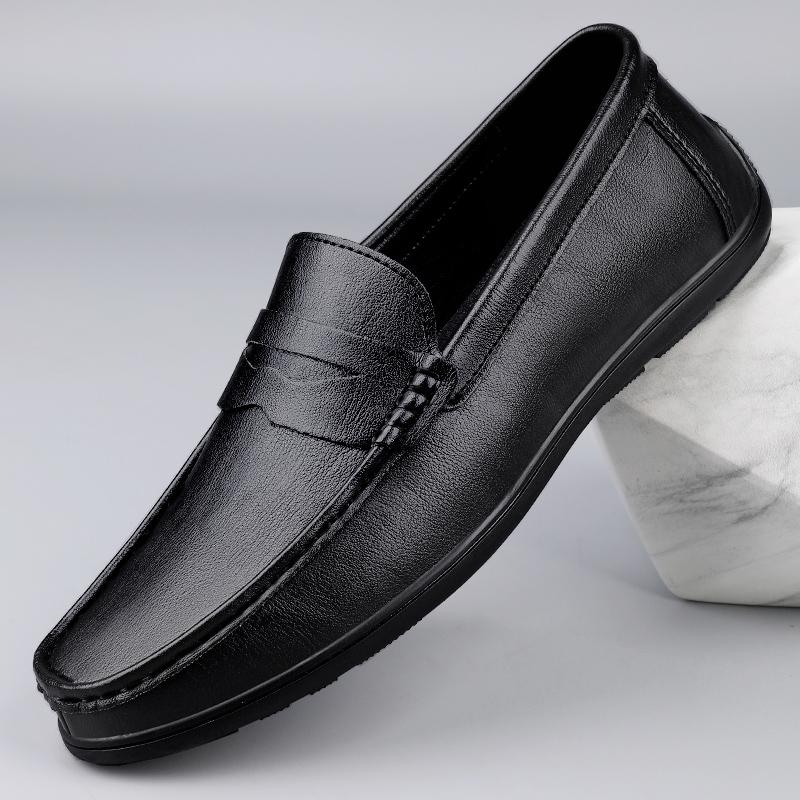 Męskie Mokasyny ze Skóry Naturalnej Wygodne Męskie Buty Codzienne Luksusowa Marka Męskie Eleganckie Buty do Garnituru Oddychające Wsuwane Buty Żeglarskie