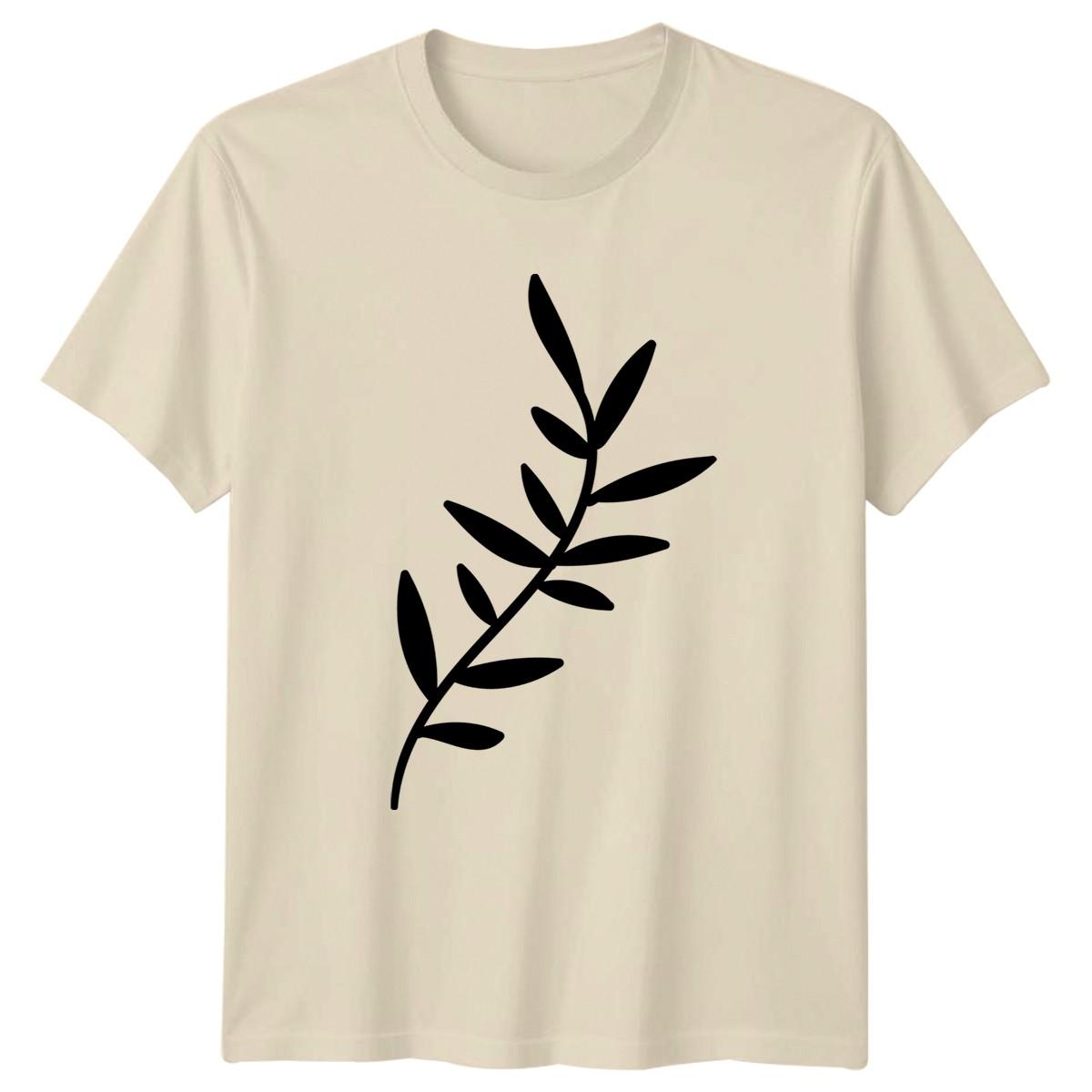Minimalist Botanical Leaf Branch T-Shirt Minimalist Leaf Botanical Birthday S