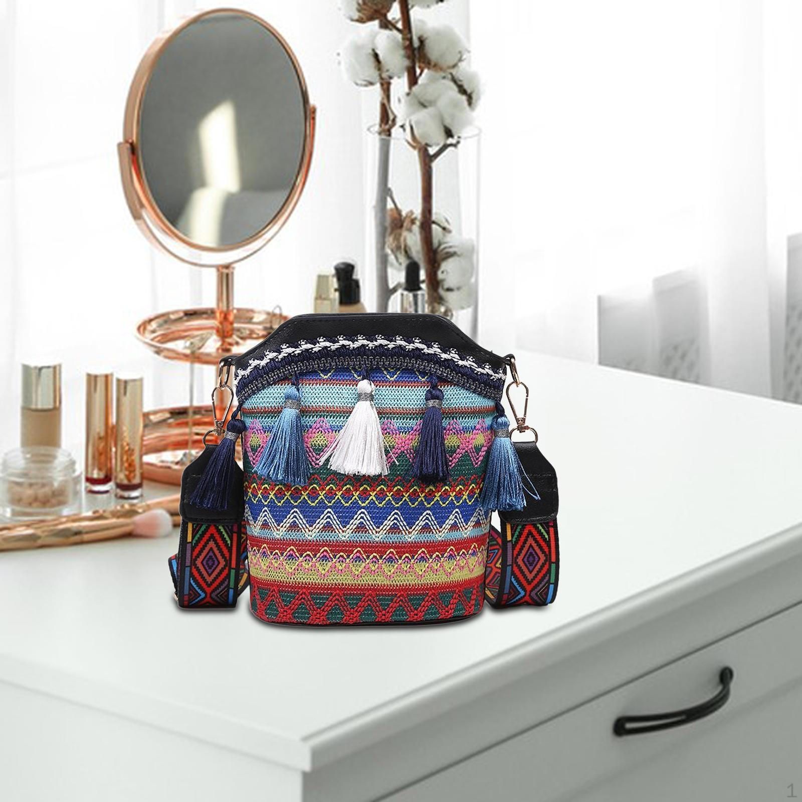 

Сумки в стиле хиппи, женская элегантная многофункциональная сумка через плечо с вышивкой для пляжных путешествий чёрный