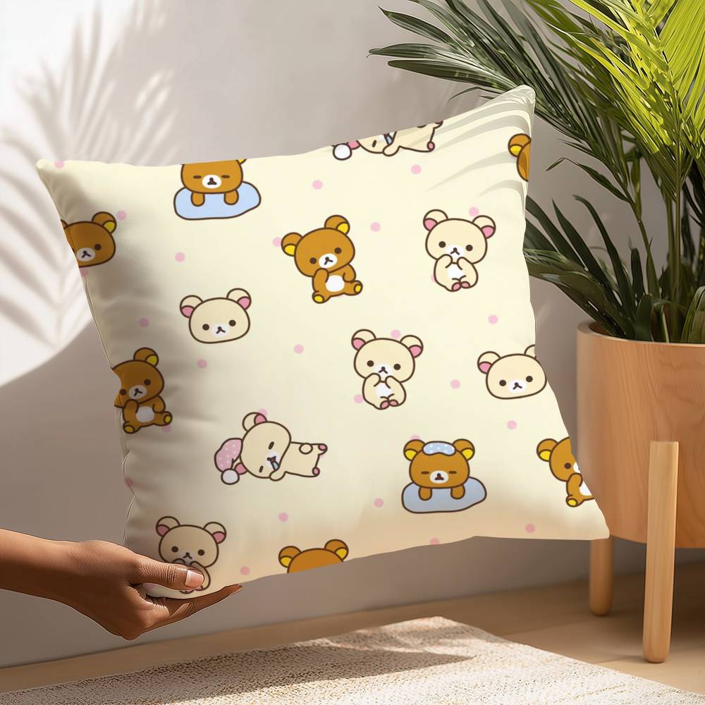 Cute Cartoon Rilakkuma Pillow Case Plush Fabric Soft  Pillowcase Double Sided Print Cushion Cover Household Gifts