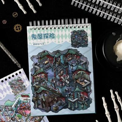 40Pcs/book Three-Dimensional Miniature Scene Sticker Book Simulation Life DIY Stickers 3D Sticker Book Cartoon Handmade