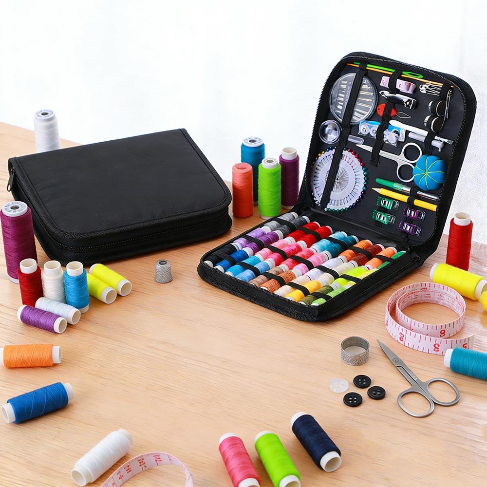 Complete Sewing Kit with Threads Needles Scissors Tape Measure Buttons Portable Travel DIY Embroidery Handwork Sewing Tool Set