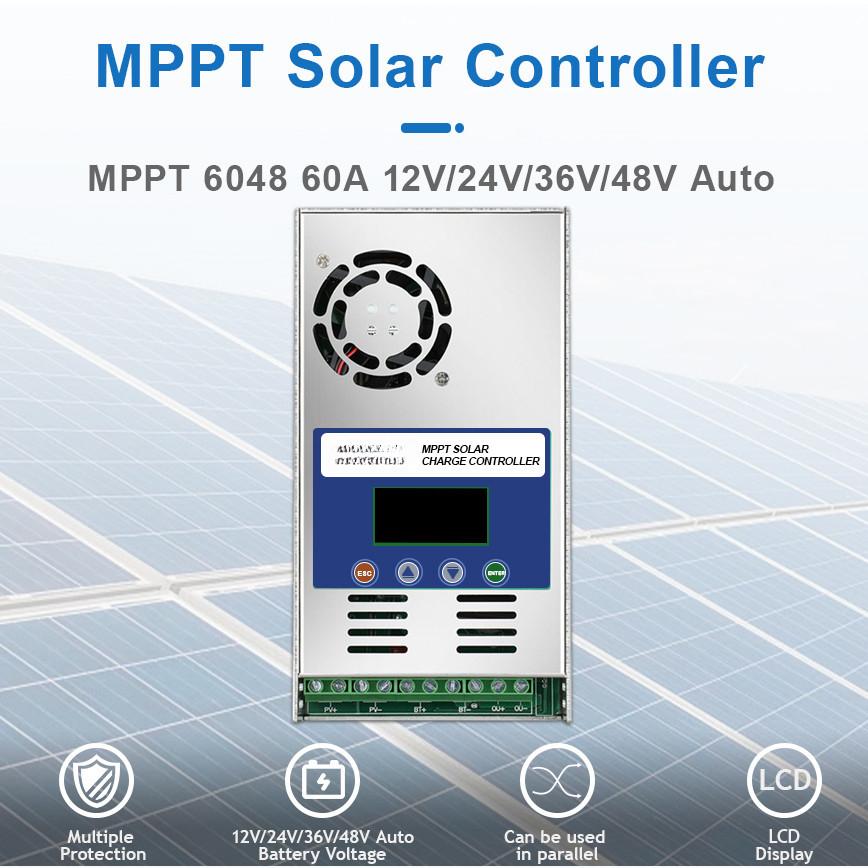 60A MPPT Solar Charge and Discharge Controller 12V 24V 36V 48V Auto for Max PV 190V DC Lead Acid Lithium Battery