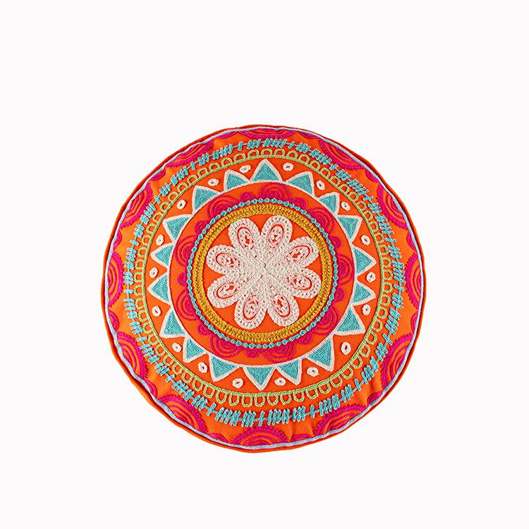 Moroccan Style Throw Pillow Embroider Craft Meditation Pouf Indian Bohemian Style Pom-pom Unstuffed Seat Cushion Ottoman Covers