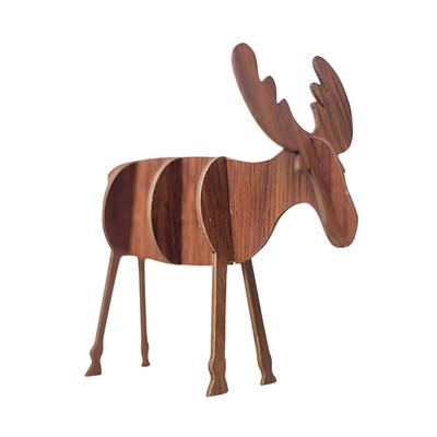 Wooden Deer Shaped Ornament Fawn Animal Tabletop Decoration Accessories