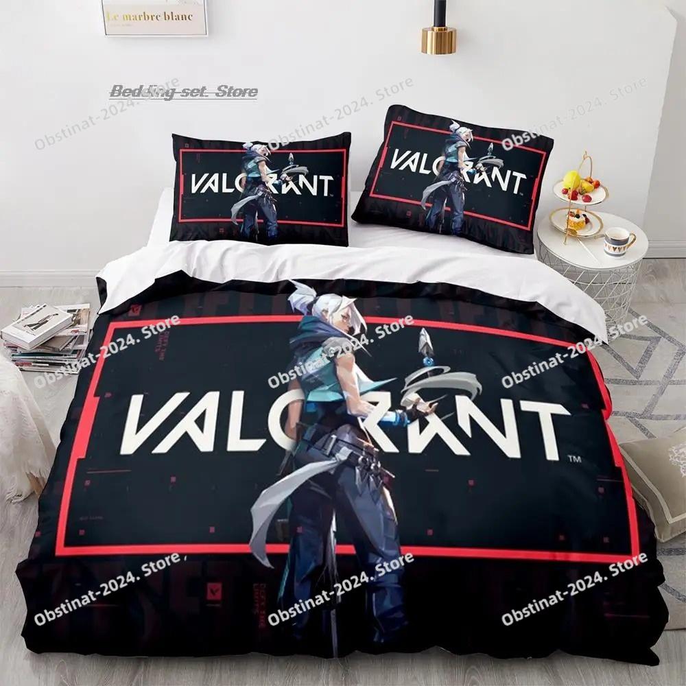 Gaming Valorant Bedding Set Single Twin Full Queen King Size Bed Set Aldult Kid Bedroom Duvetcover Sets 3D Print Anime 034