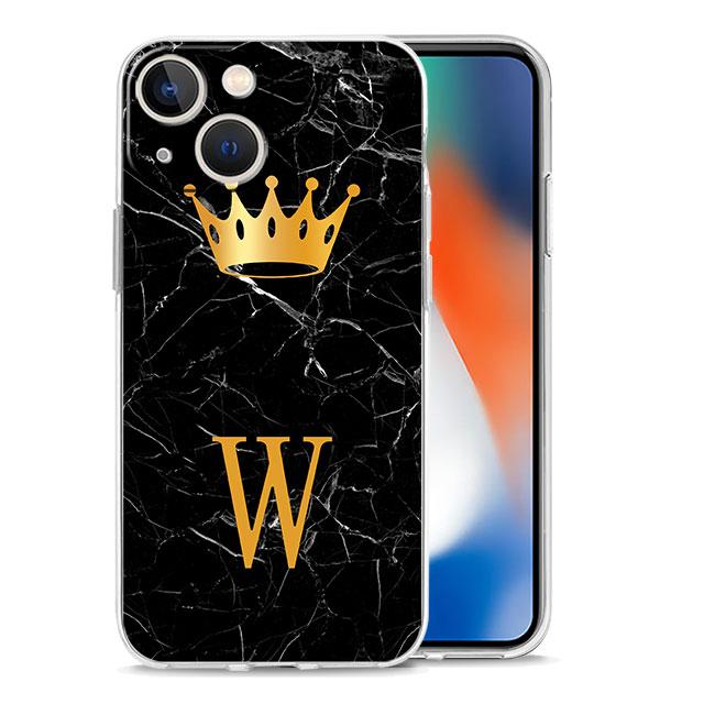 Gold Crown Letter Queen Case for iPhone 11 Pro X XS 12 Pro Max 13 Mini XR 14 Plus 8 7 6S SE 13 Silicone Cover Shell Funda