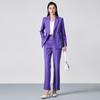 Women's Double-breasted Purple Blazer & Pants Suit Set
