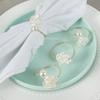 Valentine's Day Wedding Pearl Napkin Clasp Roses Creative Round Pearl Napkin Rings for Restaurant Family Table Decoration
