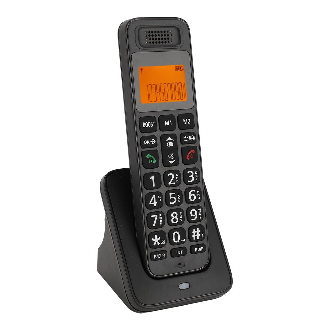 Cordless Phone Big Pressing Keys Yellow Bakclit Screen Multifunctional Handset Speakerphone US Plug