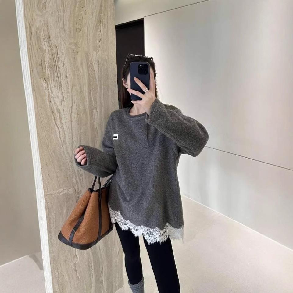 Korean Style Lace Patchwork Loose Sweater - Women's 2025 Winter Collection
