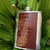 Portable 8oz Hip Flask Stainless Steel Leakproof Drinking Water Bottle Leather Covered Mini Wine Cup Outdoor