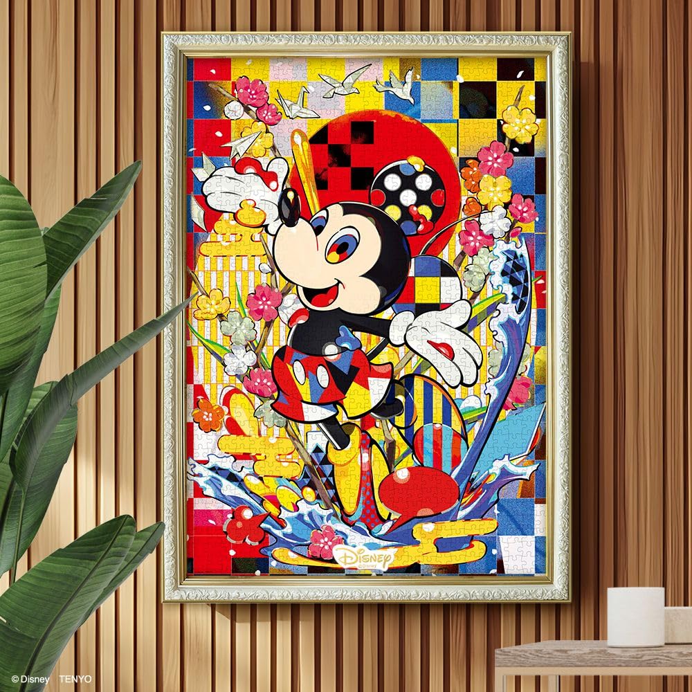Tenyo Disney Mickey Collage 1000-Piece Jigsaw Puzzle Artist Series Mika Pikazo 51x73.5cm with Glue Spatula and Service Card
