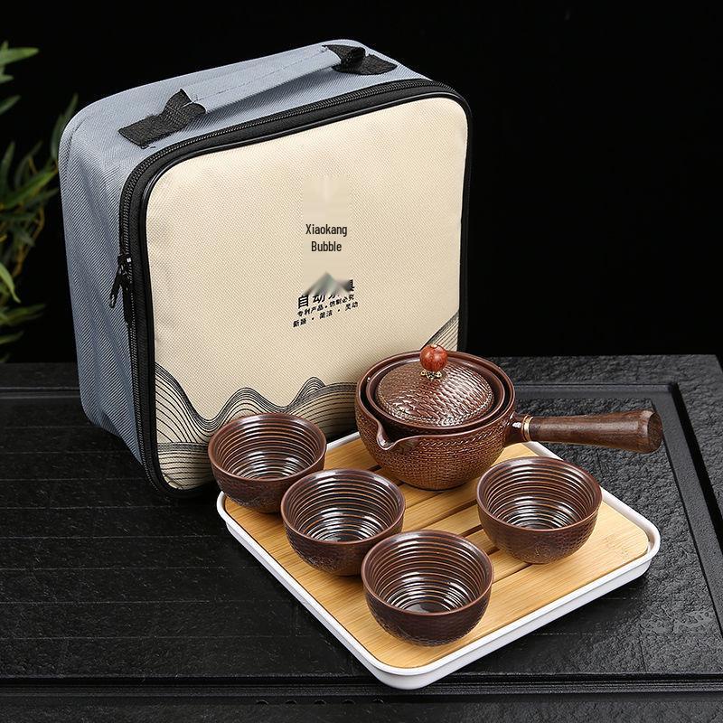Portable Ceramic Travel Tea Set with Automatic Kung Fu Tea Maker - Business Gift