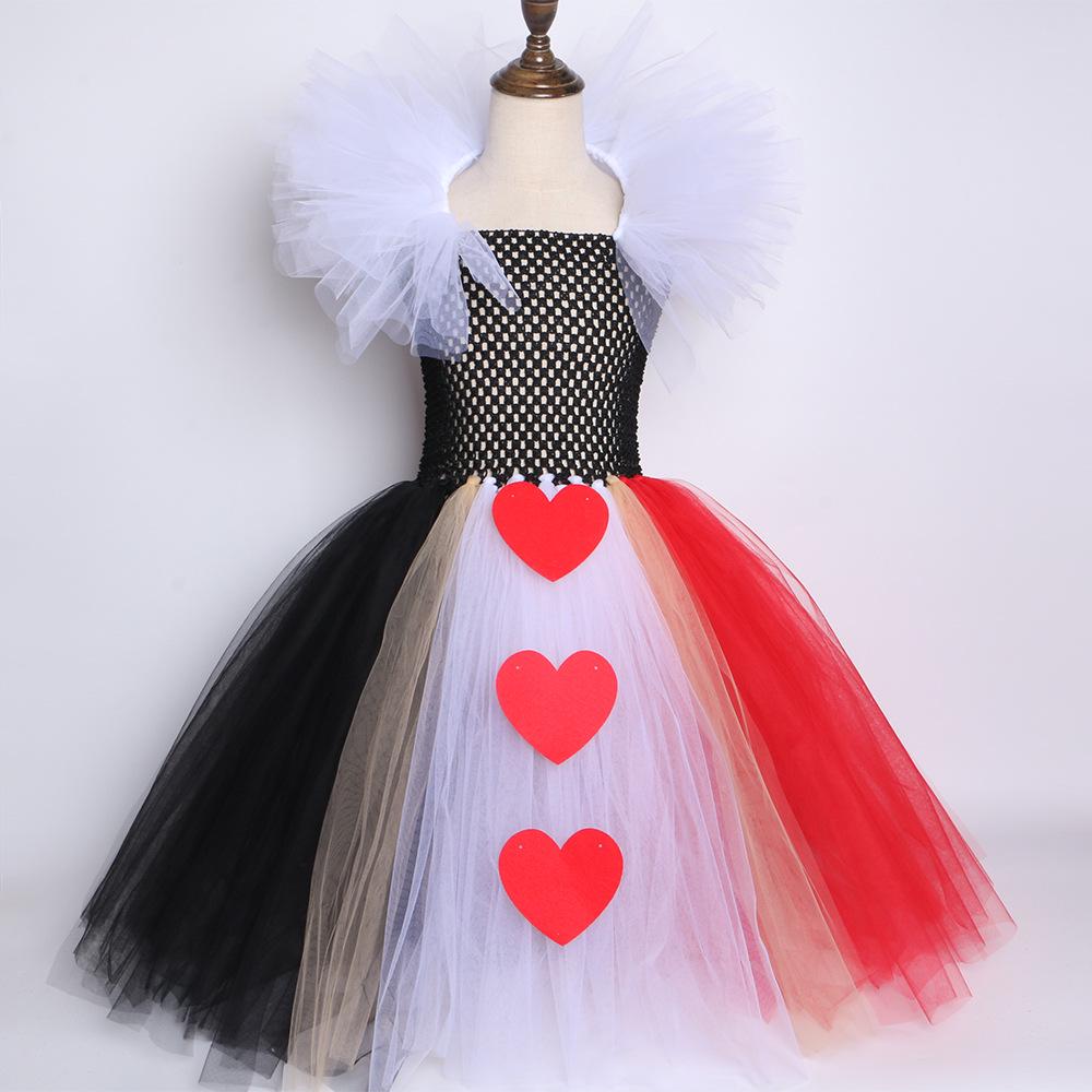 Peach Heart Queen Mesh Puffy Skirt: Red Queen Alice in Wonderland Kids Halloween Costume