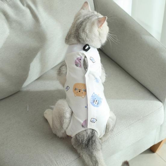 Cat Weaning Suit Cartoon Pattern Anti-licking Skin-friendly Pet Cats Surgical Recovery Suit Pet Supplies