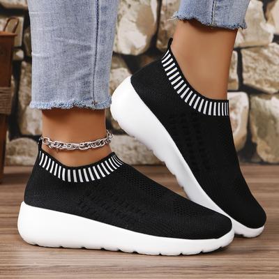 Mode Maille Respirante Tricot Baskets Femmes Légères Antidérapantes Chaussures de Course pour Dames Grande Taille 43 Compensées Slip On Chaussures Décontractées Femme